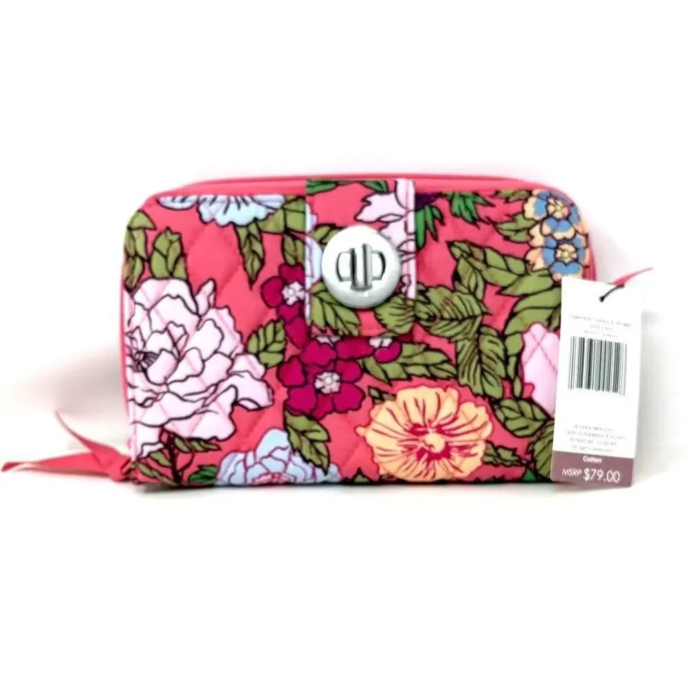 Vera Bradley Vibrant Gardenias Essential Turnlock Wallet Large NWT Floral EXACT